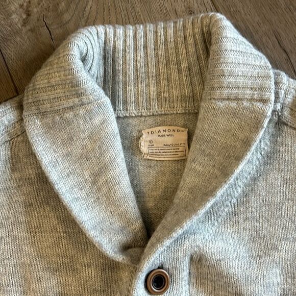 EUC 7 DIAMONDS GRAY KNIT COLLARED CARDIGAN INSANE QUALITY MENS SIZE SMALL - Picture 8 of 9